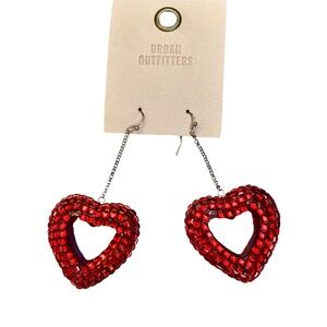 Urban Outfitters Red Sparkly Festive Heart Earrings